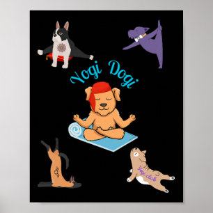 Yogi Dogi V4. Playful Dog Yoga Art Poster