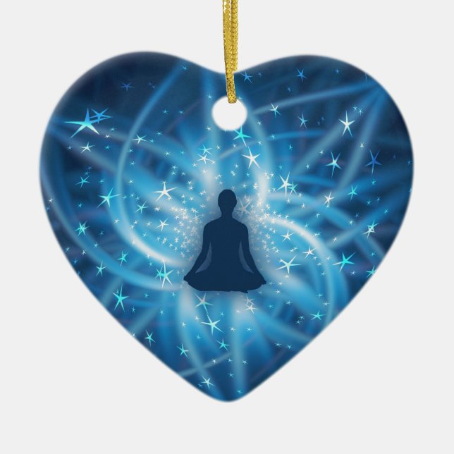 Yogi meditating ceramic tree decoration (Front)