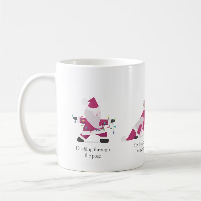  Yogi Santa Funny Yoga Pun Christmas Holiday Card Coffee Mug (Left)