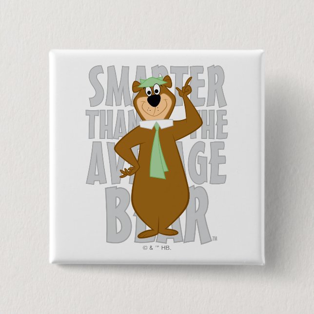 Yogi "Smarter Than The Average Bear" 15 Cm Square Badge (Front)