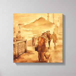 Yogurt Delivery In Istanbul Painting Historical Ar Canvas Print