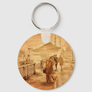 Yogurt Delivery In Istanbul Painting Historical Ar Key Ring