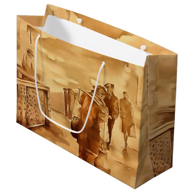 Yogurt Delivery In Istanbul Painting Historical Ar Large Gift Bag (Front Angled)
