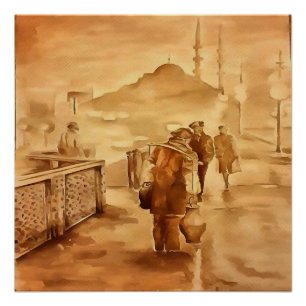 Yogurt Delivery In Istanbul Painting Historical Ar Poster
