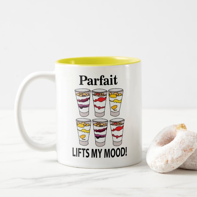 Yogurt Parfait Cold Sweet Fruit Dessert Two-Tone Coffee Mug (With Donut)