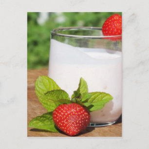 yogurt with fruit on a board postcard