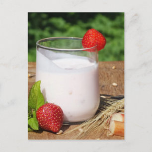 yogurt with fruit on a board postcard