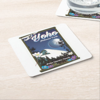 Yoho National Park Canada Vintage travel poster Square Paper Coaster