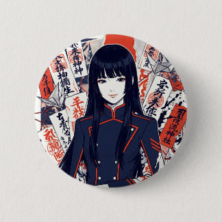 Yokai and protective talismans depicted in a Japan 6 Cm Round Badge