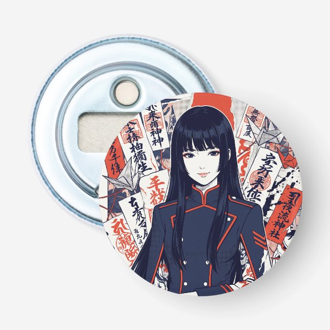 Yokai and protective talismans depicted in a Japan Bottle Opener (Front)