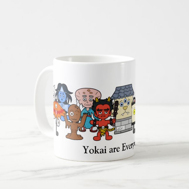Yokai are Everywhere: Custom Japanese Monster Coffee Mug (Front Left)