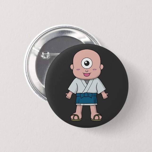 Yokai Hitotsume-kozou (One-Eyed Kid) 6 Cm Round Badge (Front & Back)