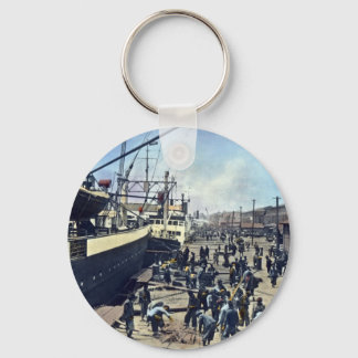 Yokohama Harbour Japan Vintage Shipping 横浜港 Key Ring
