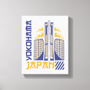 Yokohama Japan Futuristic Skyline TypographyDesign Canvas Print