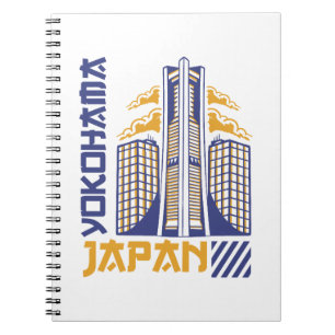 Yokohama Japan Futuristic Skyline TypographyDesign Notebook