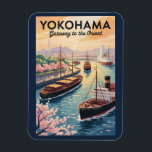 Yokohama Japan Illustration Travel Art Vintage Magnet<br><div class="desc">Yokohama retro vector travel design. Just south of Tokyo,  it’s home to the iconic Minato Mirai skyline,  Japan’s largest Chinatown,  and stunning harbor views,  making it a must-visit destination for travelers exploring urban Japan and coastal beauty.</div>