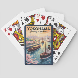 Yokohama Japan Illustration Travel Art Vintage Playing Cards