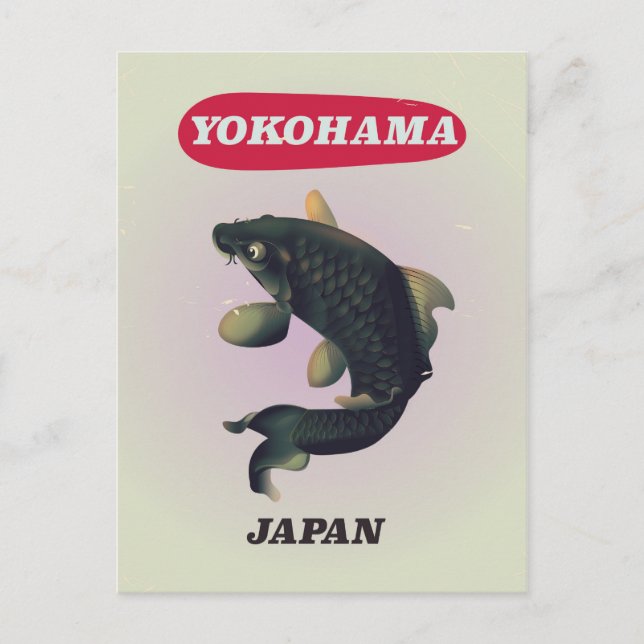 Yokohama Japan vintage style travel poster Postcard (Front)