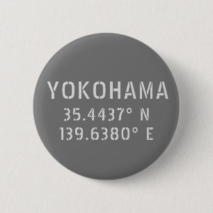 Yokohama Latitude & Longitude 6 Cm Round Badge