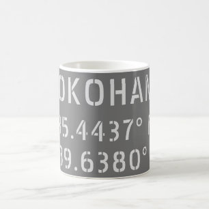 Yokohama Latitude & Longitude  Coffee Mug