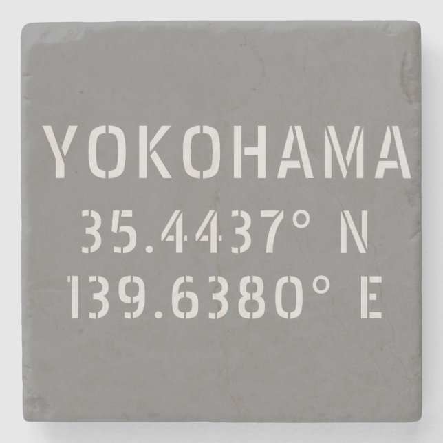 Yokohama Latitude & Longitude   Stone Coaster (Front)