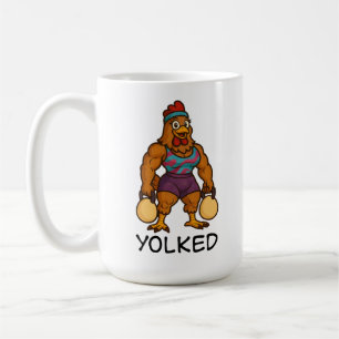 Yolked Hen - Funny Gym Chicken Coffee Mug