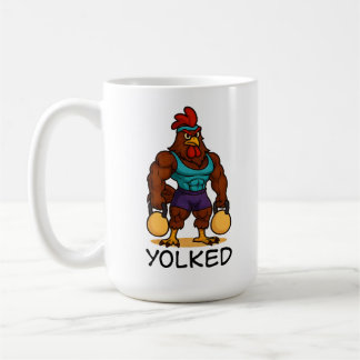 Yolked Rooster – Funny Strong Chicken Kettlebell Coffee Mug