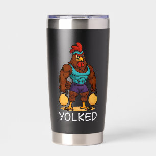 Yolked Rooster – Funny Strong Chicken Kettlebell Insulated Tumbler