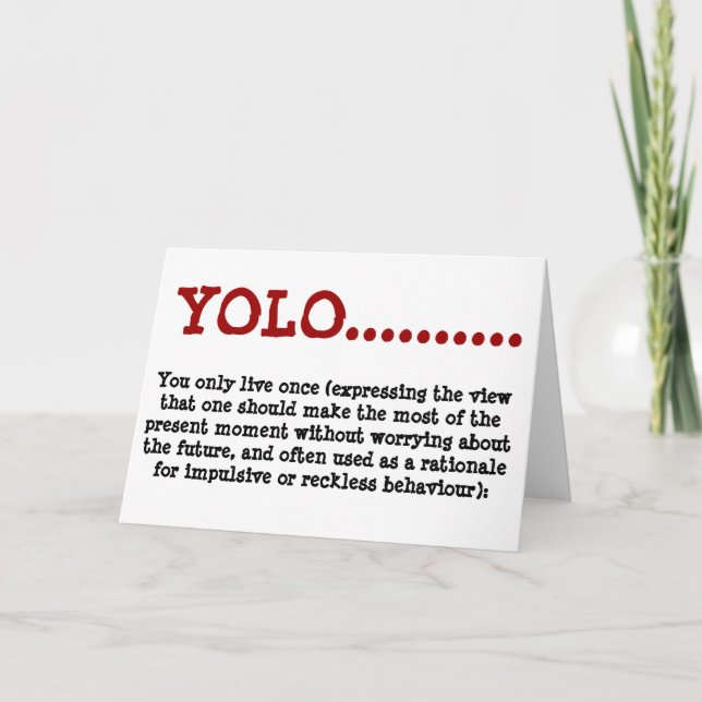 YOLO Greeting Card...definition Card (Front)