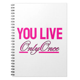 YOLO Inspirational Spiral Notebook - Pink Journal