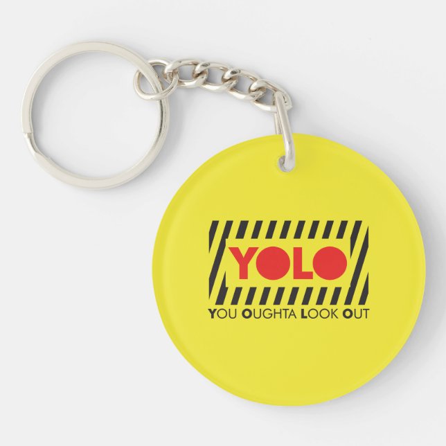YOLO w/ Red Caution Key Ring (Front)