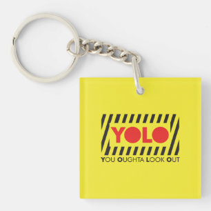 YOLO w/ Red Caution Key Ring