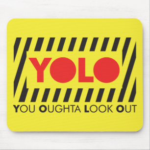 YOLO w/ Red Caution Mouse Mat