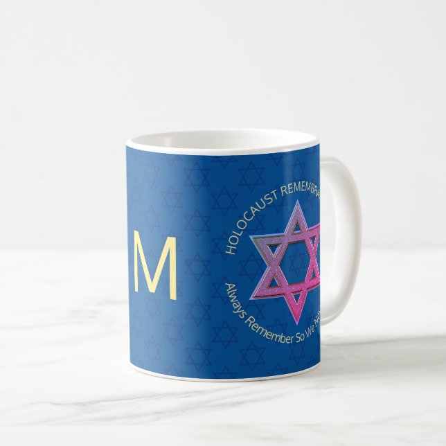 YOM HASHOAH Blue Holocaust Remembrance Day Coffee Mug (Front Right)