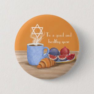 Yom Kippur Break-the-Fast: Coffee, Pomegranates 6 Cm Round Badge