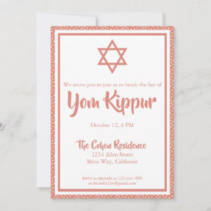 Yom Kippur Jewish Break The Fast Dinner Party Invitation