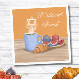 Yom Kippur L’shanah Tovah,  Coffee, Pomegranates  Napkin