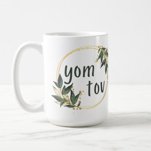 Yom Tov in a Wreath Coffee Mug (Left)