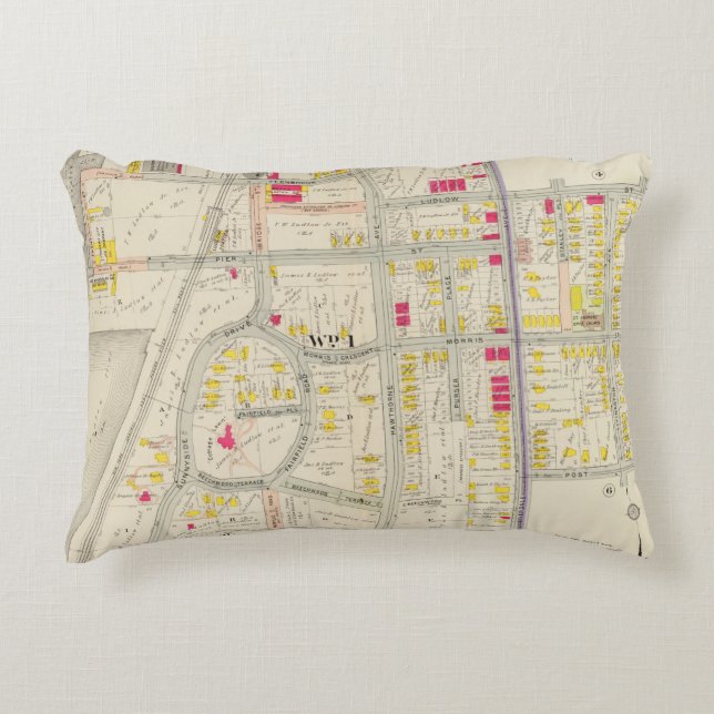 Yonkers Map Atlas Decorative Cushion (Front)