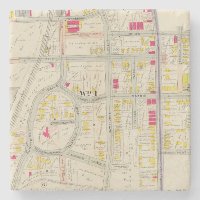 Yonkers Map Atlas Stone Coaster (Front)