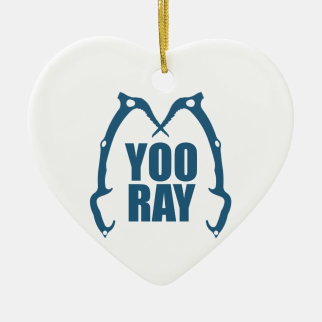 Yoo Ray (Ouray) Ice Climbing Ceramic Tree Decoration (Front)