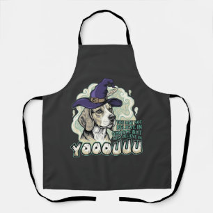 Yooouuu Ghosts Beagle Dog Purple Witch Hat Hallowe Apron