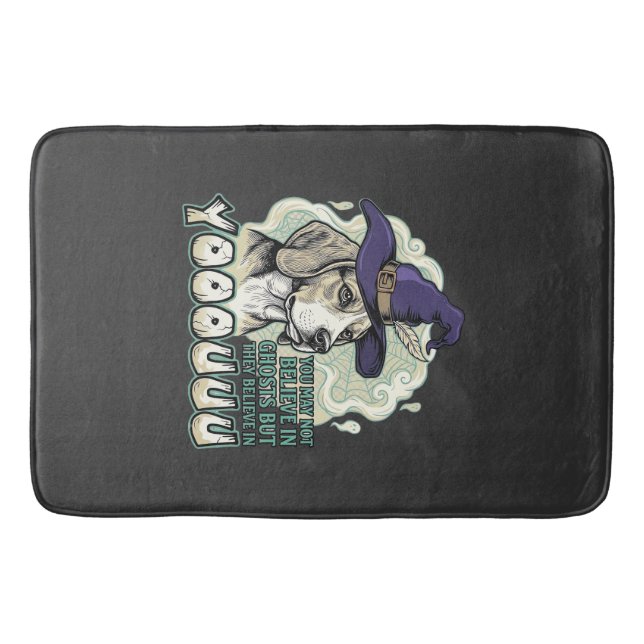 Yooouuu Ghosts Beagle Dog Purple Witch Hat Hallowe Bath Mat (Front)