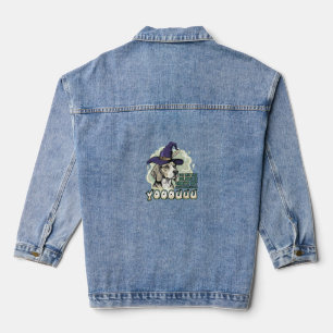 Yooouuu Ghosts Beagle Dog Purple Witch Hat Hallowe Denim Jacket