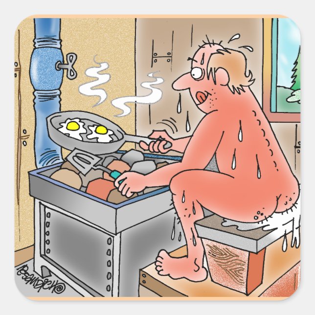 YOOPER FRIES EGGS ON A SAUNA STOVE STICKERS (Front)