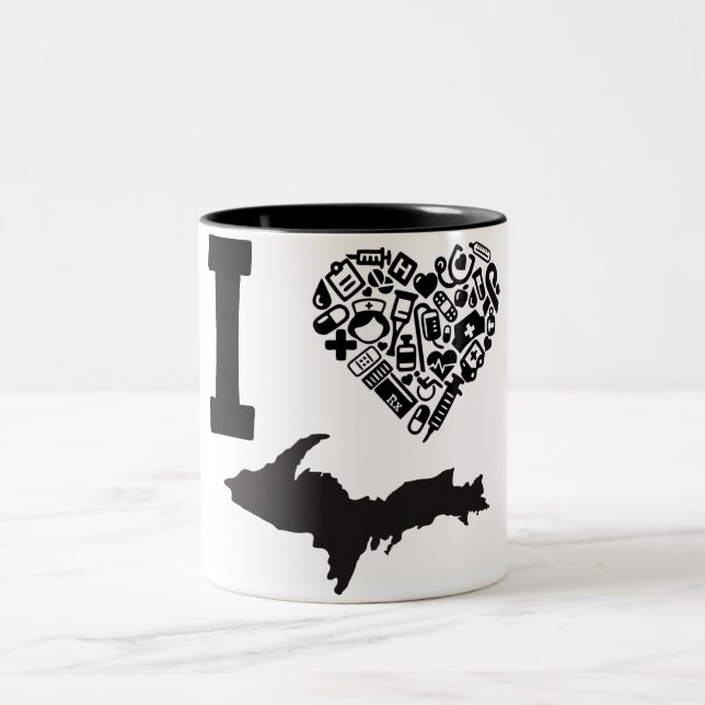 Yooper Nurse, I <3 Michigan Two-Tone Coffee Mug (Center)