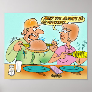 Yooper Pasty Eater Using Sweet Corn Holders Poster