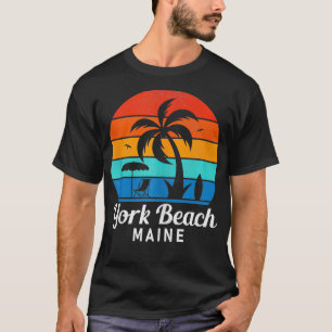 York Beach Maine Palm Tree Vintage Sunset Summer T-Shirt