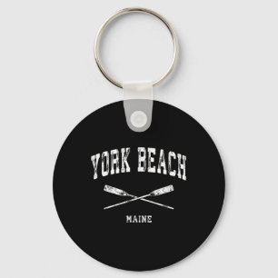 York Beach Maine Vintage Nautical Crossed Oars Key Ring