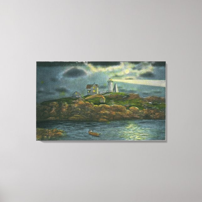 York Beach View of the Nubble Lighthouse at Canvas Print (Front)